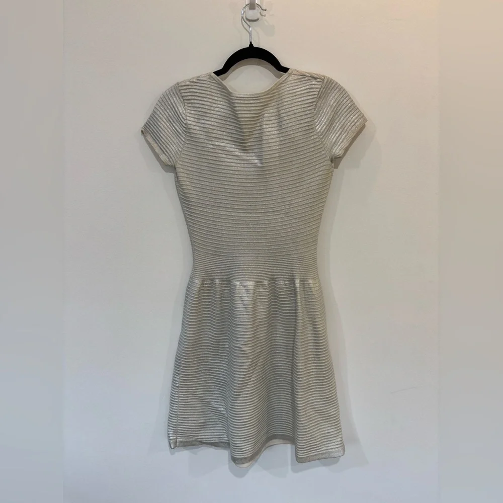 Sandro Short Sleeve Metallic Fit and Flare Dress